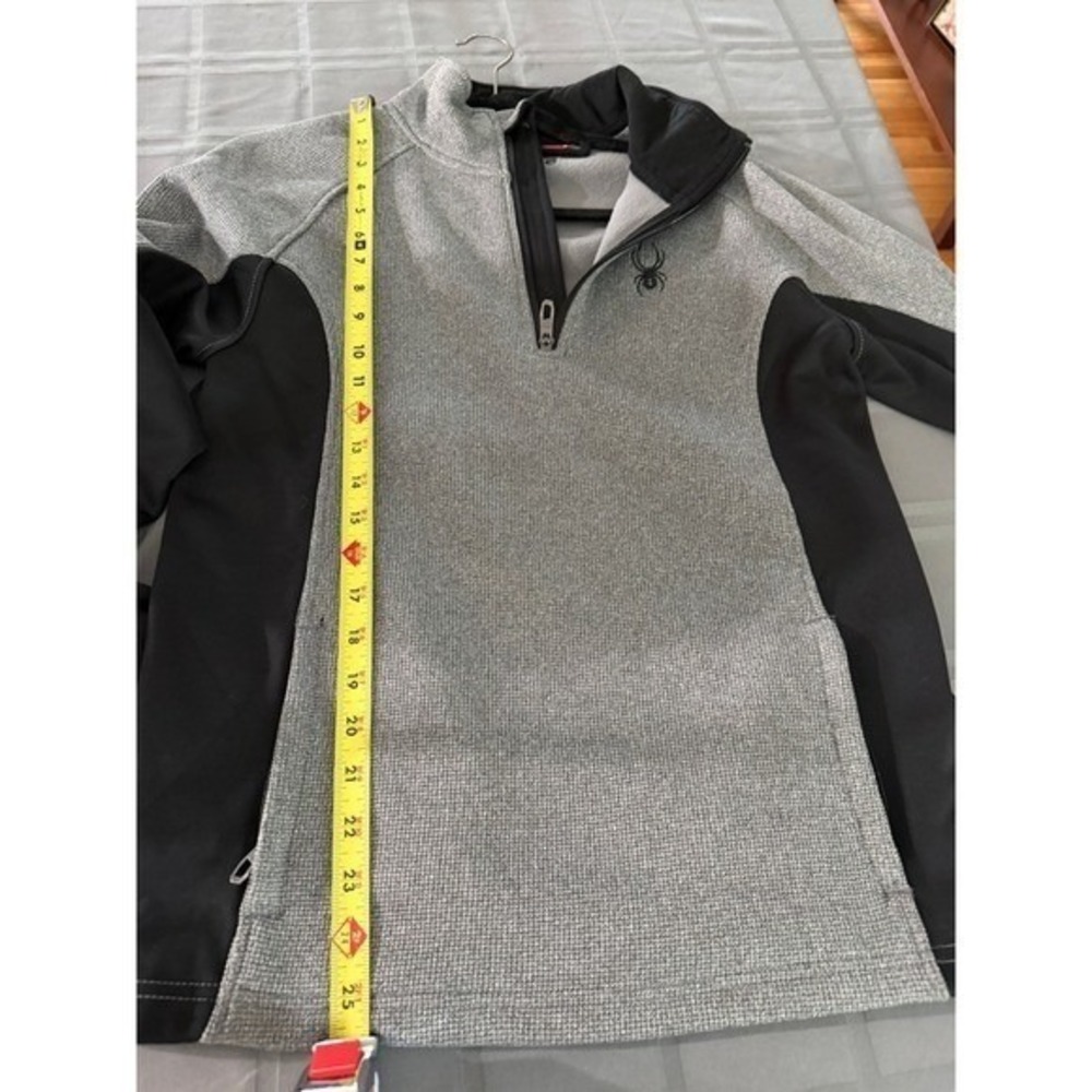 Spyder Men's Size Small Gray Black 1/4 Zip Waffle Knit Fleece Pullover Jacket - Picture 6 of 8